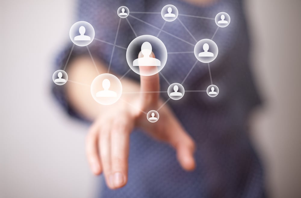 woman hand pressing social media icon woman hand pressing social media icon